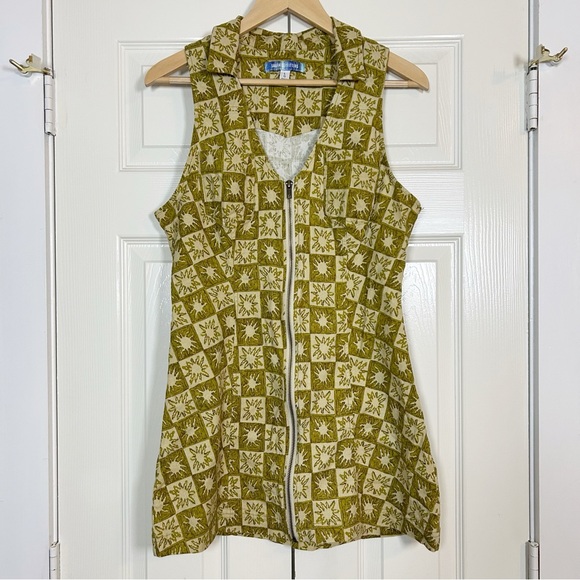 OU Urban Outfitters Green Mini Dress Large Boho Celestial Print Festival Gogo - Picture 1 of 7